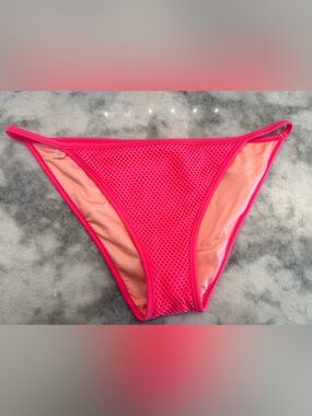 NWOT Victoria’s Secret Hot Pink Neon Mesh Bikini Bottom Cheeky Minimal L